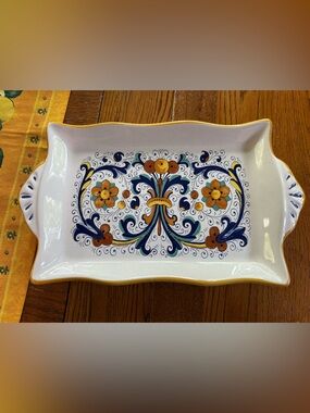 Nova Deruta Hand Painted Large Center Piece Serving Plate Made in Italy EUC